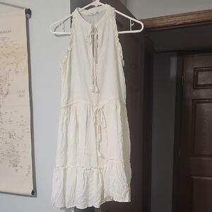Dex Cream Ruffle Mini Dress
